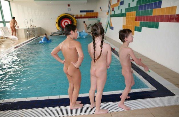 Family nudism naturism in the pool photo series purenudism [Naturism Archiv]