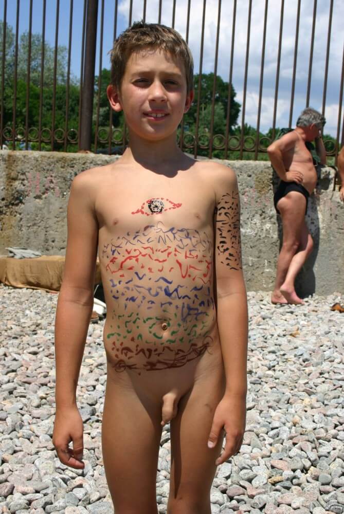 Father and Daughter Painted pics - Core values of nudist clubs