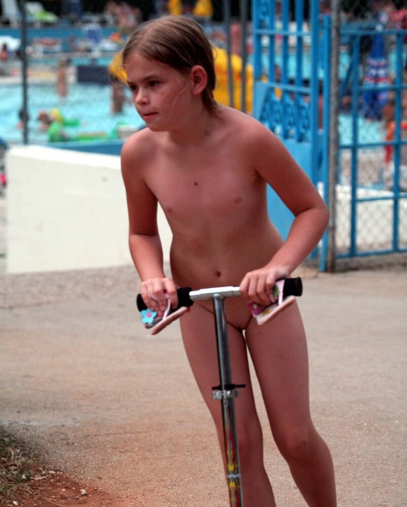 Pool-Side Naturist Scooter pics - Health and well-being are enhanced through naturism and nudism