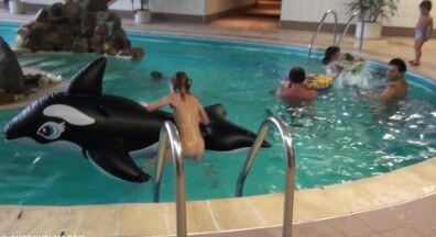 Indoor dolphin ride Full HD - Nudism is permitted throughout the entire territory